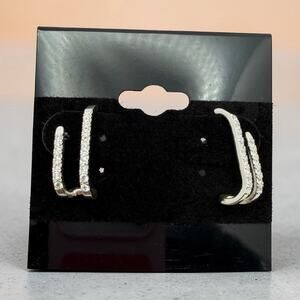 S925 Silver Tone Metal Asymmetrical Climber Earrings Modern Fashion Jewelry